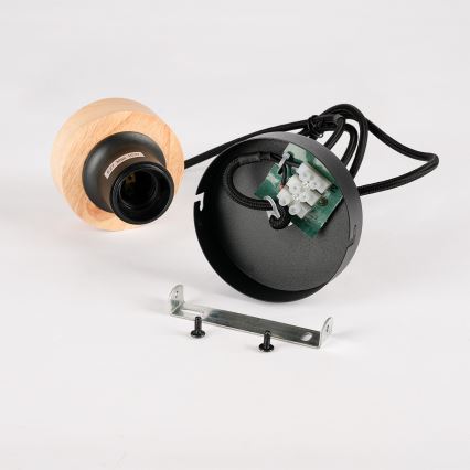 Brilagi - Hanglamp aan snoer BASKLITE 1xE27/15W/230V rubberhout/zwart