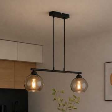 Brilagi - Hanglamp aan snoer DIOR 2xE27/60W/230V zwart/rookgrijs