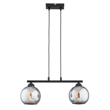 Brilagi - Hanglamp aan snoer DIOR 2xE27/60W/230V zwart/rookgrijs