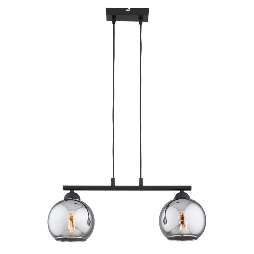 Brilagi - Hanglamp aan snoer DIOR 2xE27/60W/230V zwart/rookgrijs