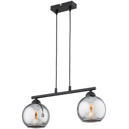 Brilagi - Hanglamp aan snoer DIOR 2xE27/60W/230V zwart/rookgrijs