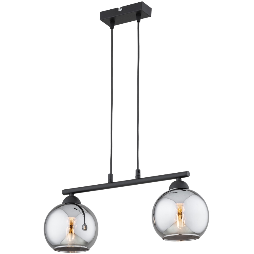 Brilagi - Hanglamp aan snoer DIOR 2xE27/60W/230V zwart/rookgrijs