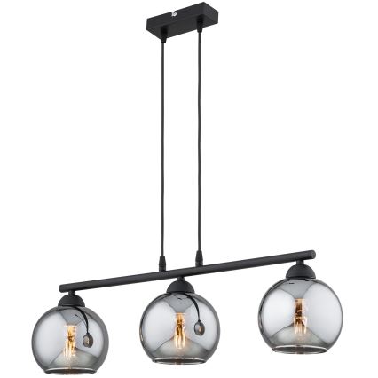 Brilagi - Hanglamp aan snoer DIOR 3xE27/60W/230V zwart/rookgrijs