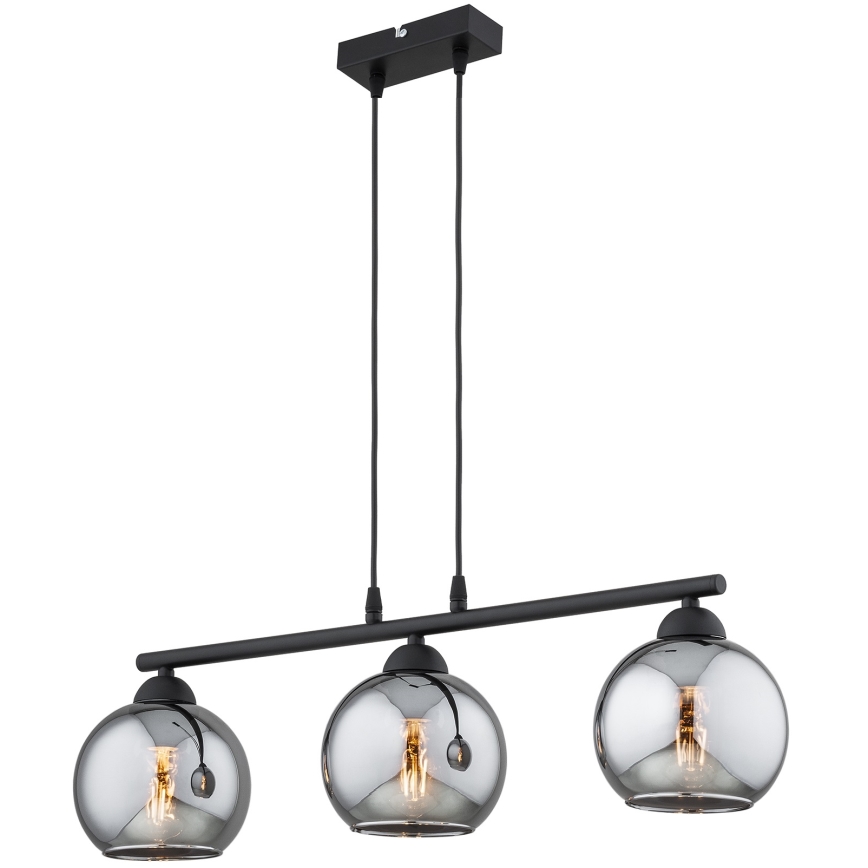 Brilagi - Hanglamp aan snoer DIOR 3xE27/60W/230V zwart/rookgrijs