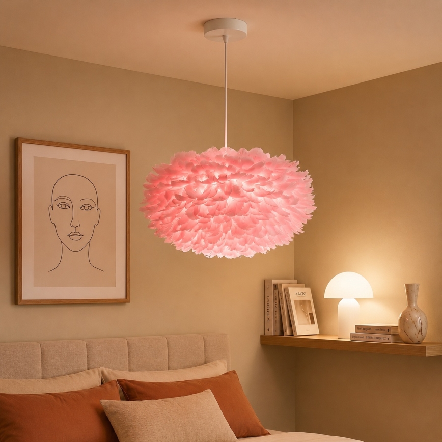 Brilagi - Hanglamp aan snoer FEATHER 3xE27/40W/230V Ø 50 cm roze