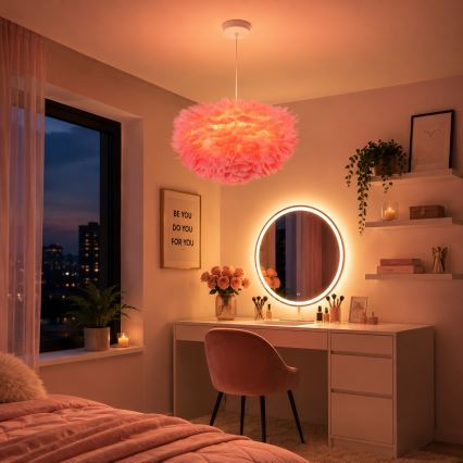 Brilagi - Hanglamp aan snoer FEATHER 3xE27/40W/230V Ø 50 cm roze