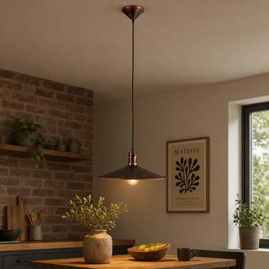 BRILAGI - Hanglamp aan snoer FORGE 1xE27/60W/230V Ø 36 cm patina/koperkleurig