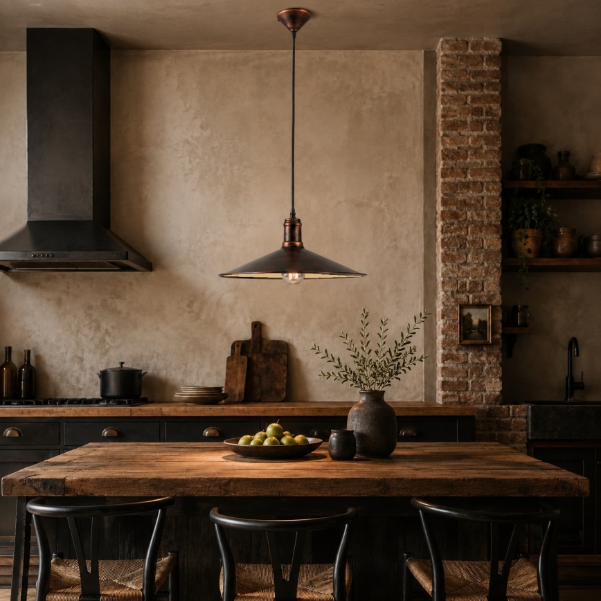 BRILAGI - Hanglamp aan snoer FORGE 1xE27/60W/230V Ø 36 cm patina/koperkleurig