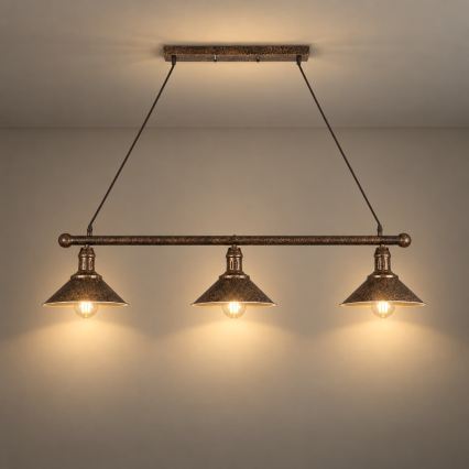BRILAGI - Hanglamp aan snoer FORGE 3xE27/60W/230V koper/patina