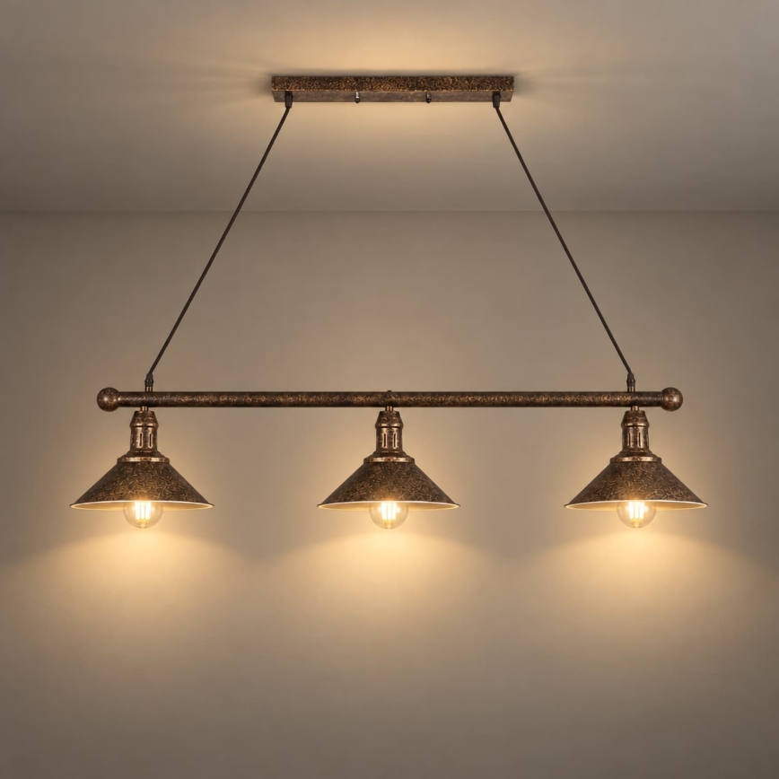 BRILAGI - Hanglamp aan snoer FORGE 3xE27/60W/230V koper/patina