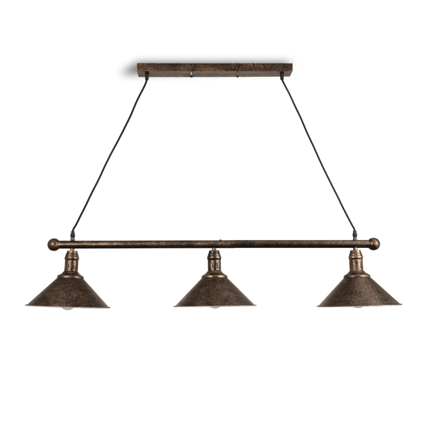 BRILAGI - Hanglamp aan snoer FORGE 3xE27/60W/230V koper/patina