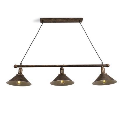 BRILAGI - Hanglamp aan snoer FORGE 3xE27/60W/230V koper/patina