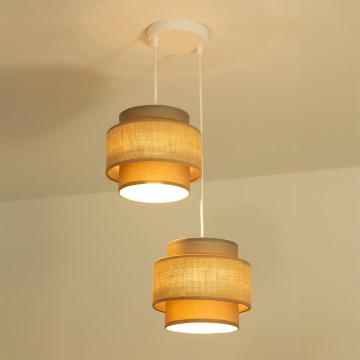 Brilagi - Hanglamp aan snoer RESNA 2xE27/60W/230V Ø 30 cm bruin/beige