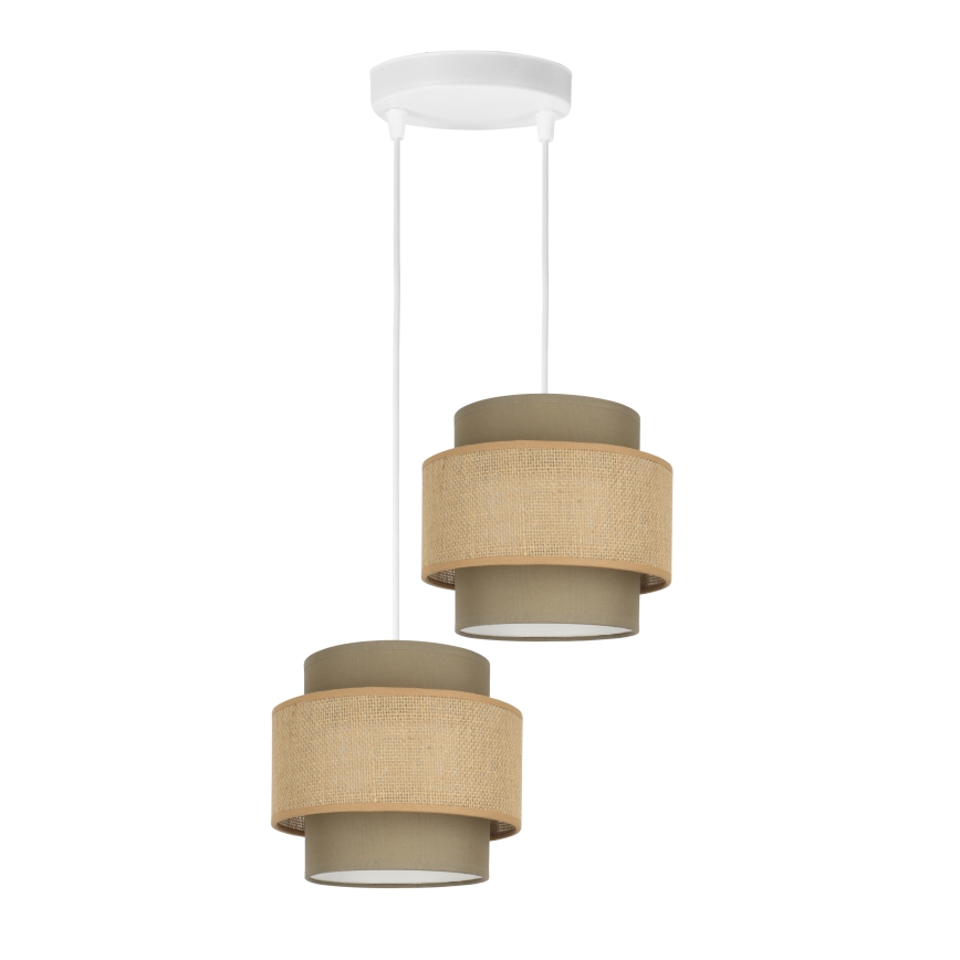 Brilagi - Hanglamp aan snoer RESNA 2xE27/60W/230V Ø 30 cm bruin/beige