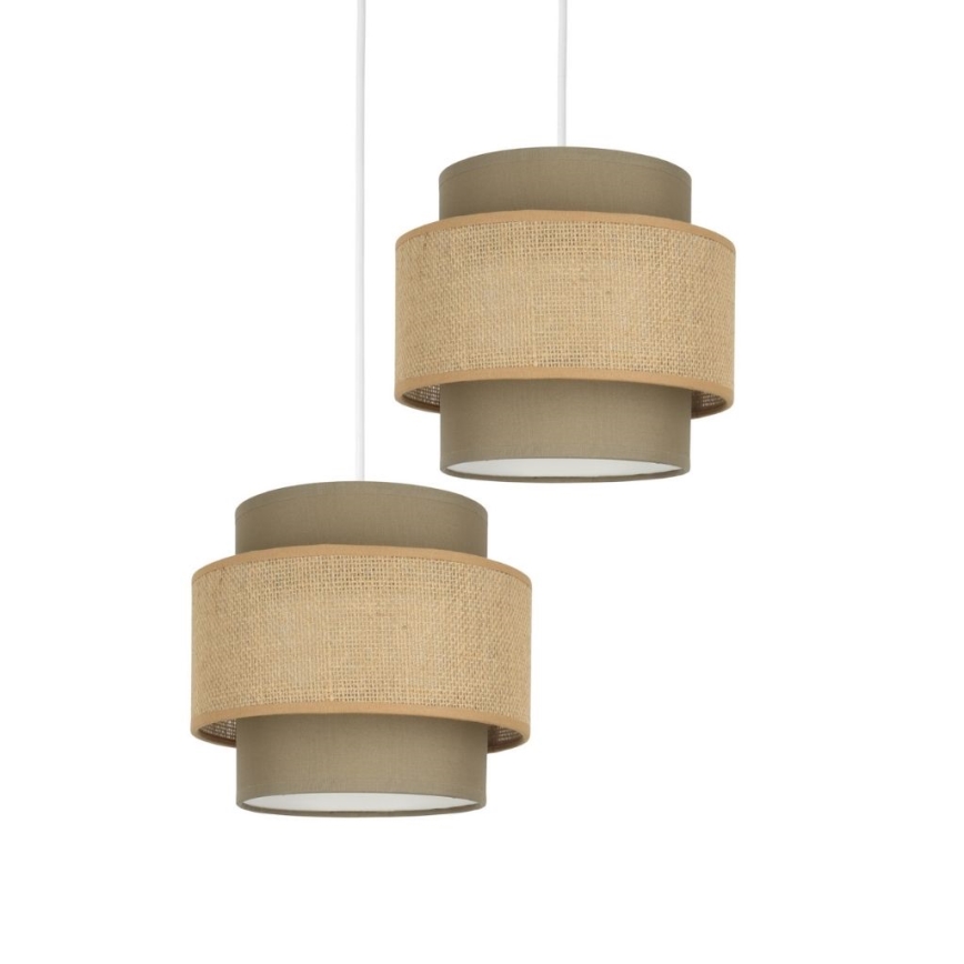 Brilagi - Hanglamp aan snoer RESNA 2xE27/60W/230V Ø 30 cm bruin/beige