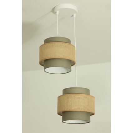 Brilagi - Hanglamp aan snoer RESNA 2xE27/60W/230V Ø 30 cm bruin/beige