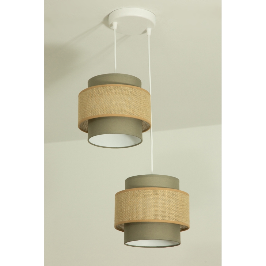 Brilagi - Hanglamp aan snoer RESNA 2xE27/60W/230V Ø 30 cm bruin/beige