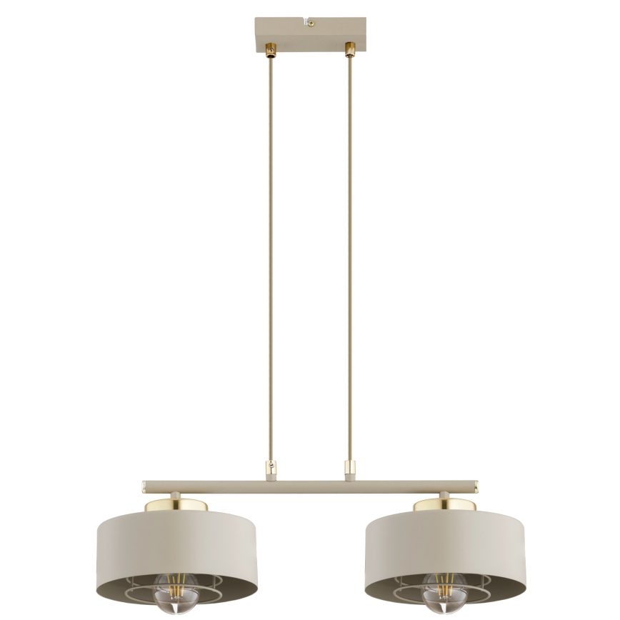 Brilagi - Hanglamp aan snoer SPRING 2xE27/60W/230V beige/goud