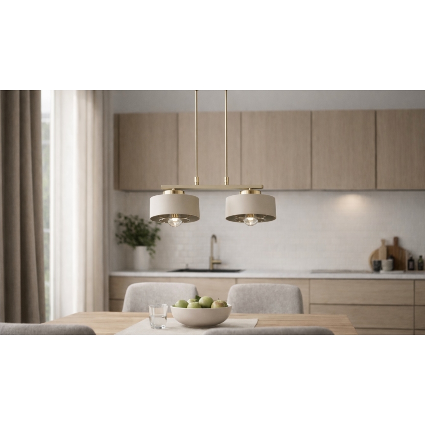 Brilagi - Hanglamp aan snoer SPRING 2xE27/60W/230V beige/goud