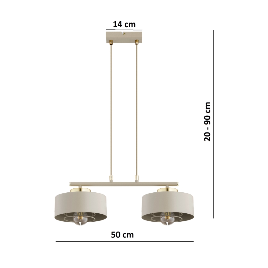Brilagi - Hanglamp aan snoer SPRING 2xE27/60W/230V beige/goud