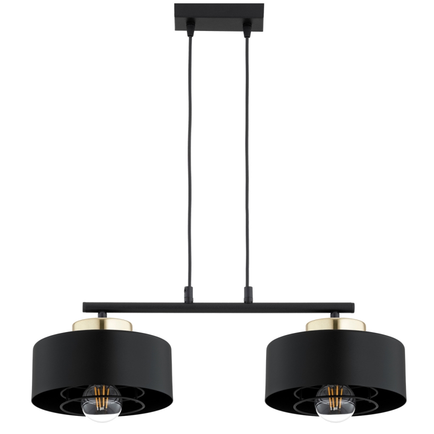Brilagi - Hanglamp aan snoer SPRING 2xE27/60W/230V zwart/goud
