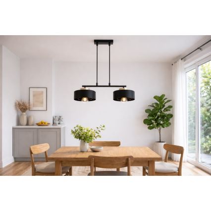 Brilagi - Hanglamp aan snoer SPRING 2xE27/60W/230V zwart/goud