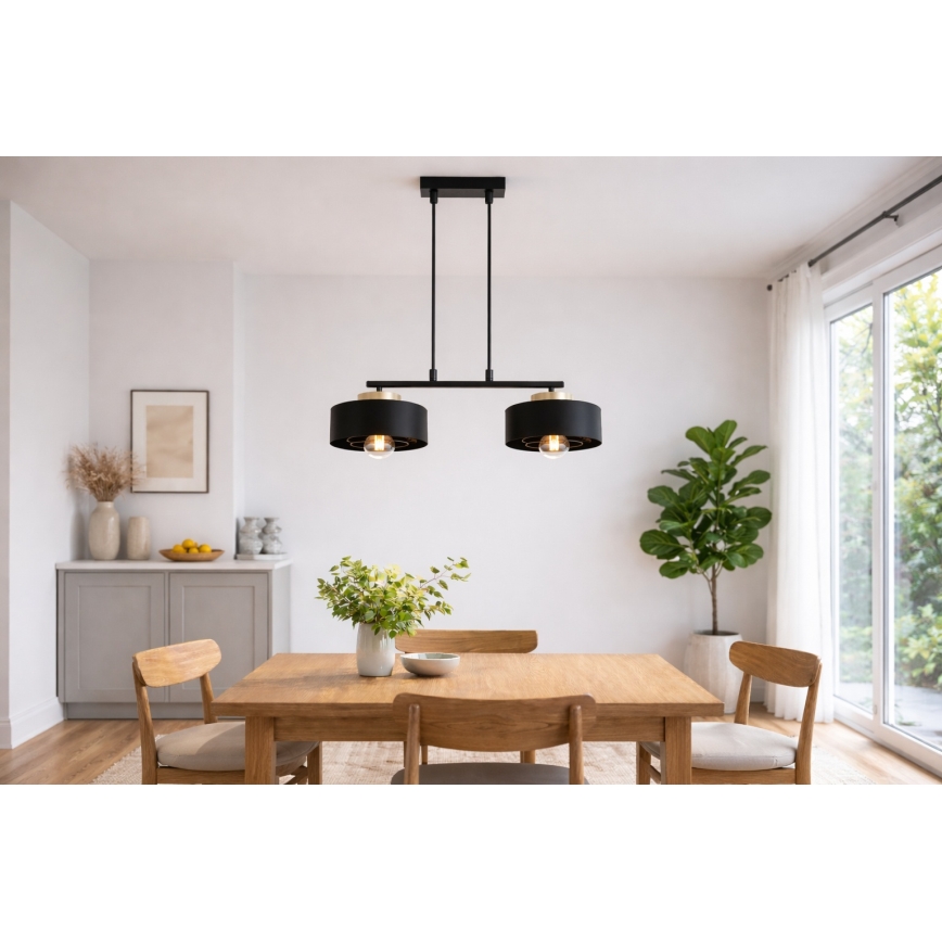 Brilagi - Hanglamp aan snoer SPRING 2xE27/60W/230V zwart/goud