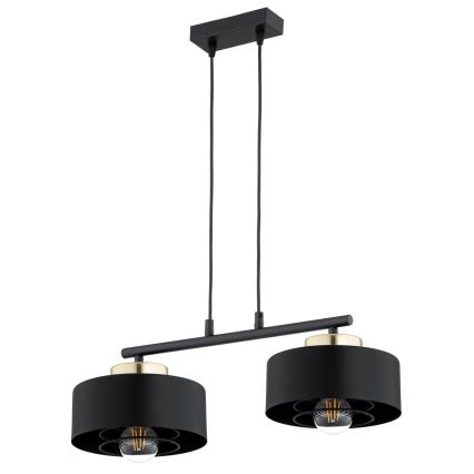 Brilagi - Hanglamp aan snoer SPRING 2xE27/60W/230V zwart/goud