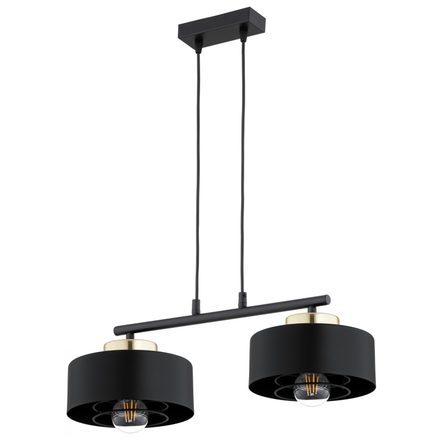 Brilagi - Hanglamp aan snoer SPRING 2xE27/60W/230V zwart/goud