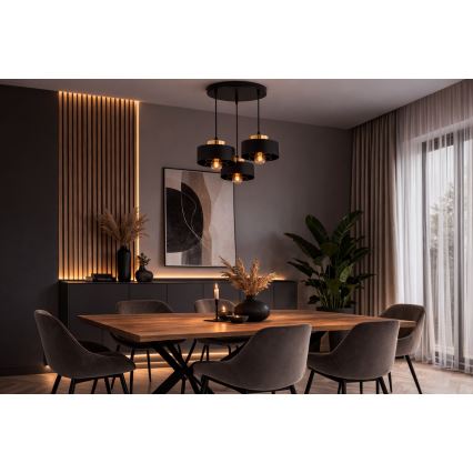 Brilagi - Hanglamp aan snoer SPRING 3xE27/60W/230V zwart/goud