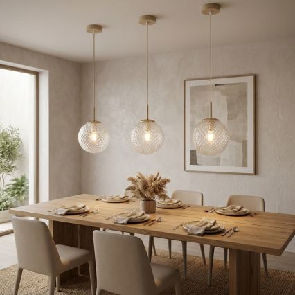 Brilagi - Hanglamp aan snoer STELLA 1xE27/60W/230V Ø 18 cm beige/goud