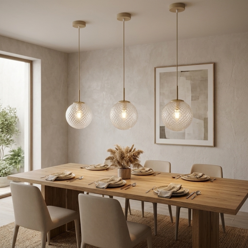 Brilagi - Hanglamp aan snoer STELLA 1xE27/60W/230V Ø 18 cm beige/goud