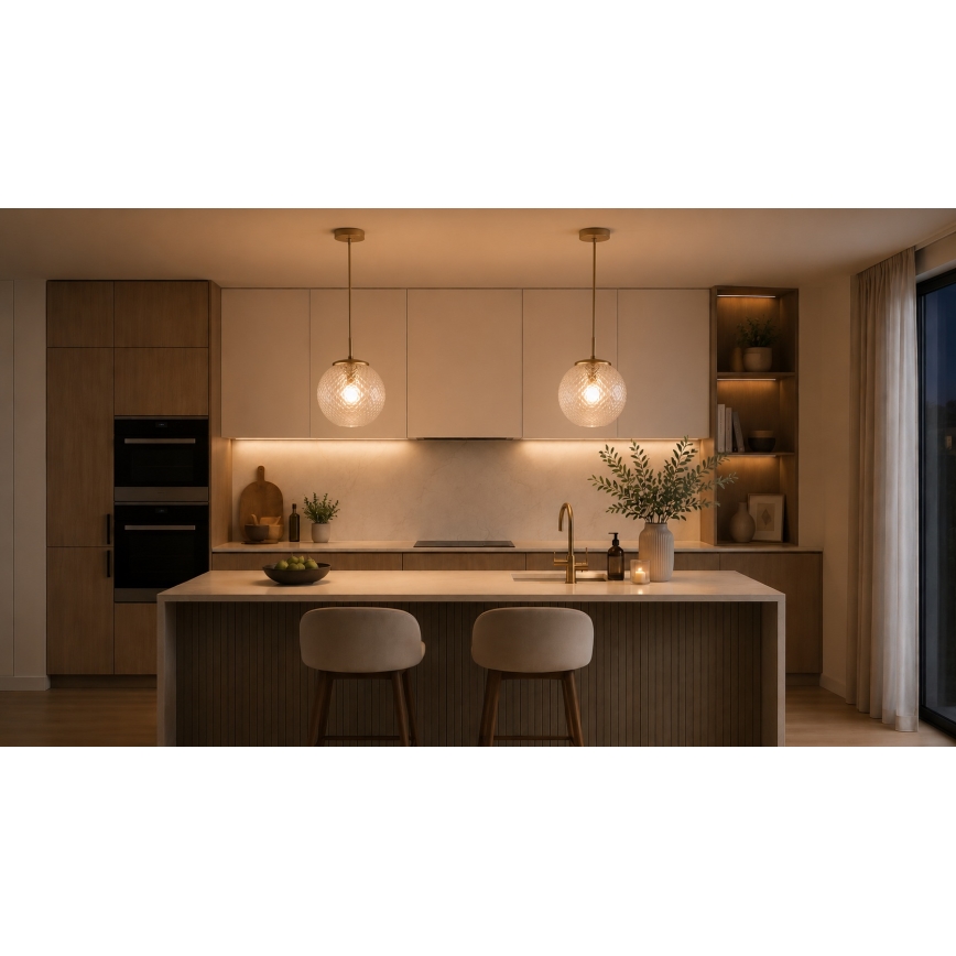 Brilagi - Hanglamp aan snoer STELLA 1xE27/60W/230V Ø 18 cm beige/goud