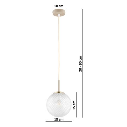 Brilagi - Hanglamp aan snoer STELLA 1xE27/60W/230V Ø 18 cm beige/goud