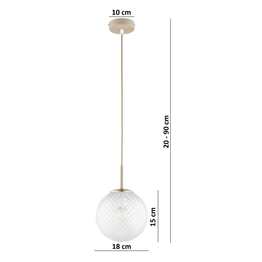 Brilagi - Hanglamp aan snoer STELLA 1xE27/60W/230V Ø 18 cm beige/goud