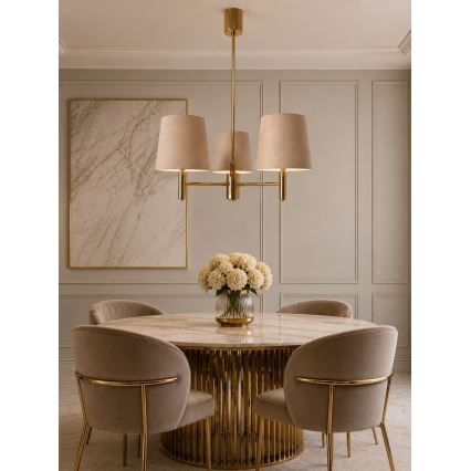 Brilagi - Hanglamp aan stang MONTE 3xE27/60W/230V beige/goud