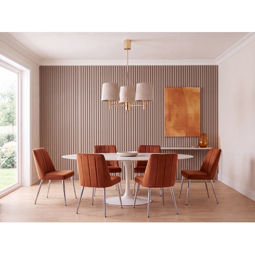 Brilagi - Hanglamp aan stang MONTE 3xE27/60W/230V beige/goud