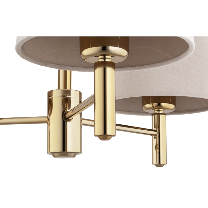 Brilagi - Hanglamp aan stang MONTE 3xE27/60W/230V beige/goud