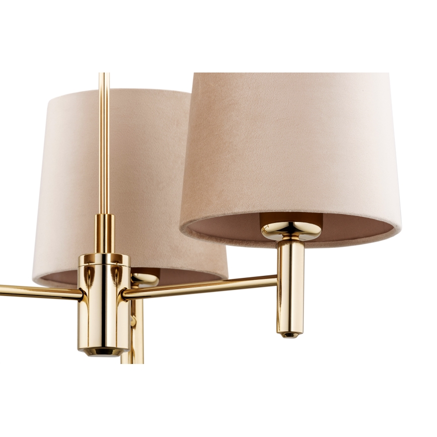 Brilagi - Hanglamp aan stang MONTE 3xE27/60W/230V beige/goud