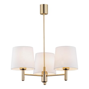 Brilagi - Hanglamp aan stang MONTE 3xE27/60W/230V crème/goud