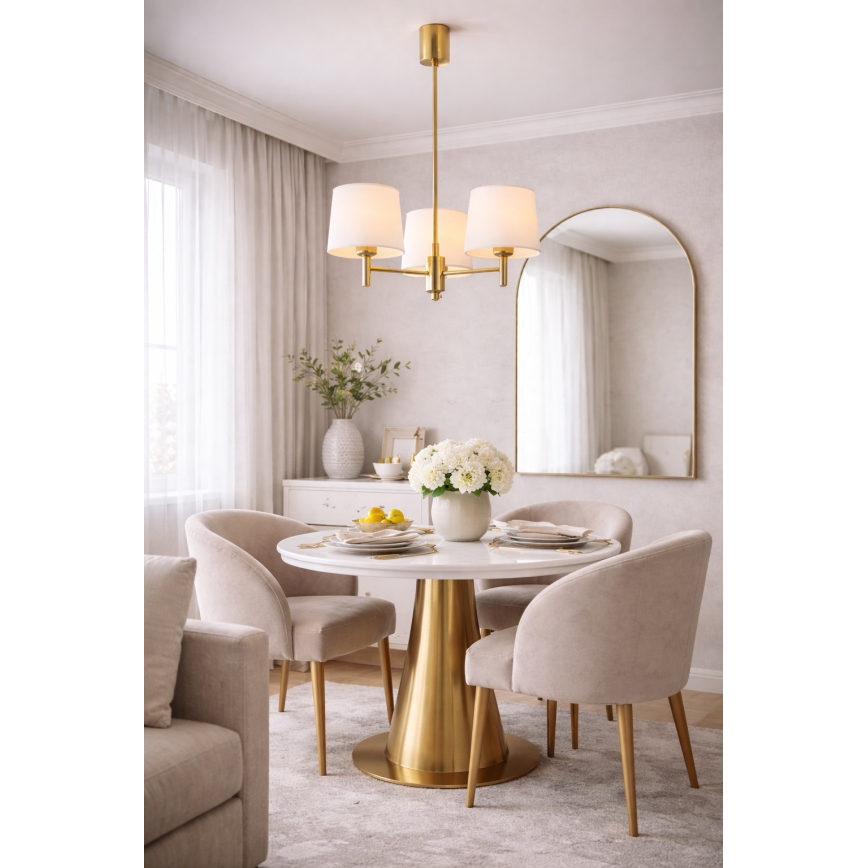 Brilagi - Hanglamp aan stang MONTE 3xE27/60W/230V crème/goud