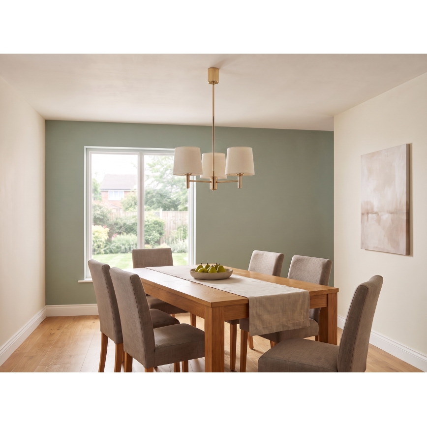Brilagi - Hanglamp aan stang MONTE 3xE27/60W/230V crème/goud