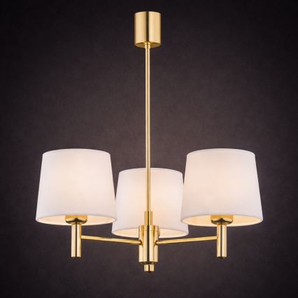Brilagi - Hanglamp aan stang MONTE 3xE27/60W/230V crème/goud