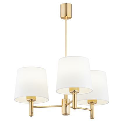 Brilagi - Hanglamp aan stang MONTE 3xE27/60W/230V crème/goud
