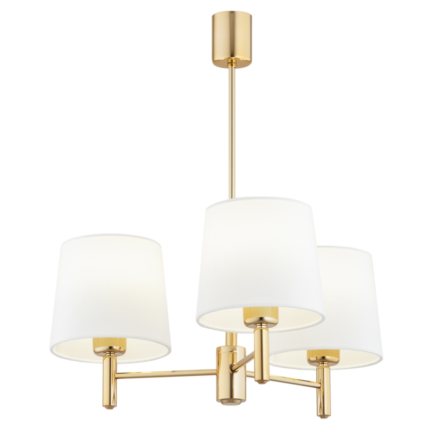 Brilagi - Hanglamp aan stang MONTE 3xE27/60W/230V crème/goud