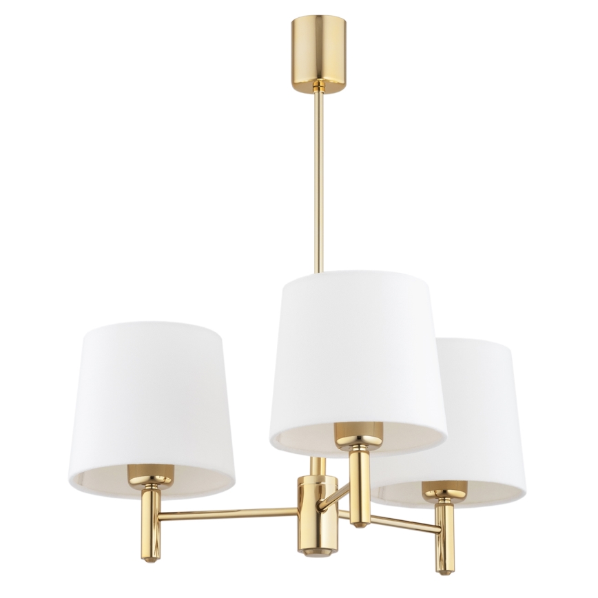 Brilagi - Hanglamp aan stang MONTE 3xE27/60W/230V crème/goud