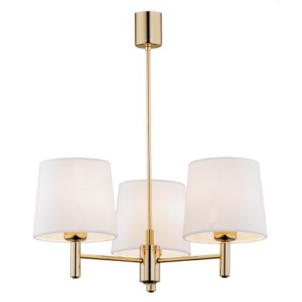 Brilagi - Hanglamp aan stang MONTE 3xE27/60W/230V crème/goud