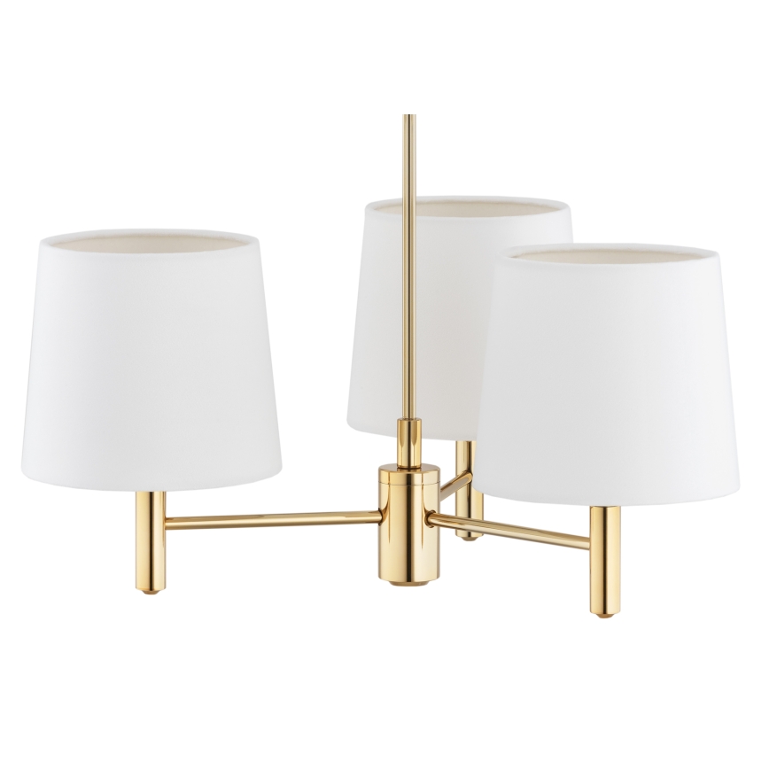 Brilagi - Hanglamp aan stang MONTE 3xE27/60W/230V crème/goud