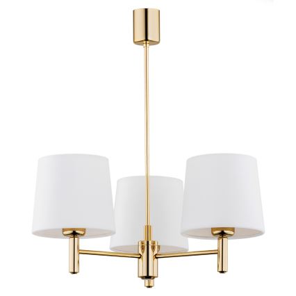 Brilagi - Hanglamp aan stang MONTE 3xE27/60W/230V crème/goud