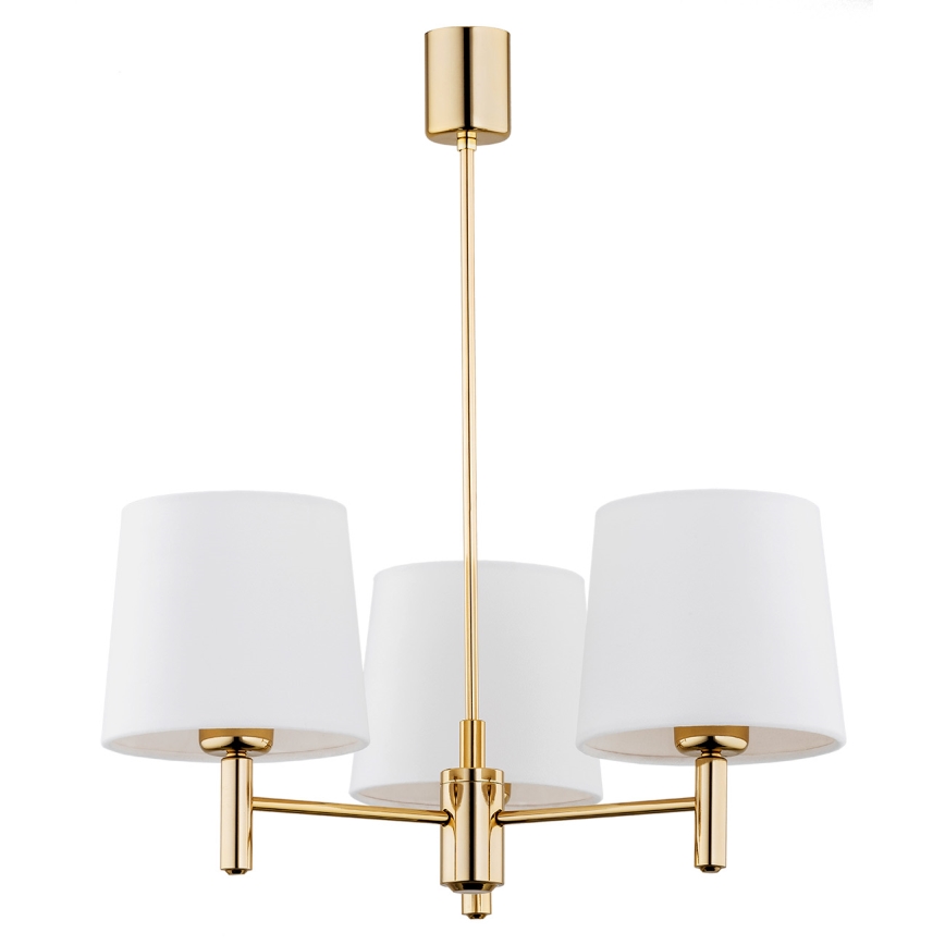 Brilagi - Hanglamp aan stang MONTE 3xE27/60W/230V crème/goud